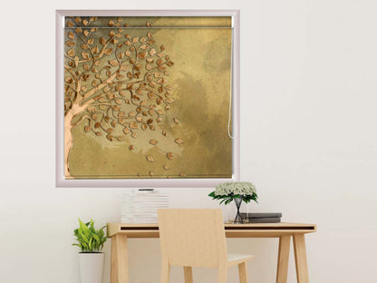 Printed Blackout Roller Blinds for Window Tree With Falling Leaves