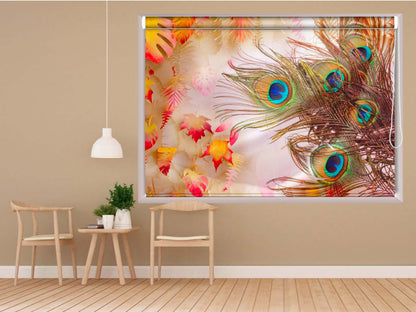 Printed Blackout Roller Blinds for Window Breather- Peacock Feather