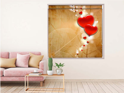 Printed Blackout Roller Blinds for Window Red Heart