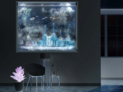 Printed Blackout Roller Blinds for Window - Battersea Power Station Design