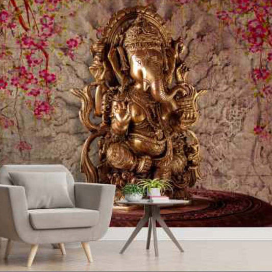 Lord Ganesha 3D Wallpaper Print (24" X 36") Inch