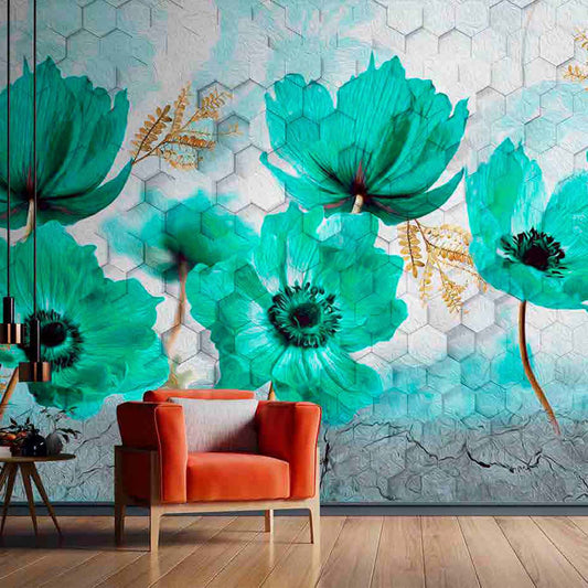 3D Floral Wallpaper Print (24" X 36") Inch