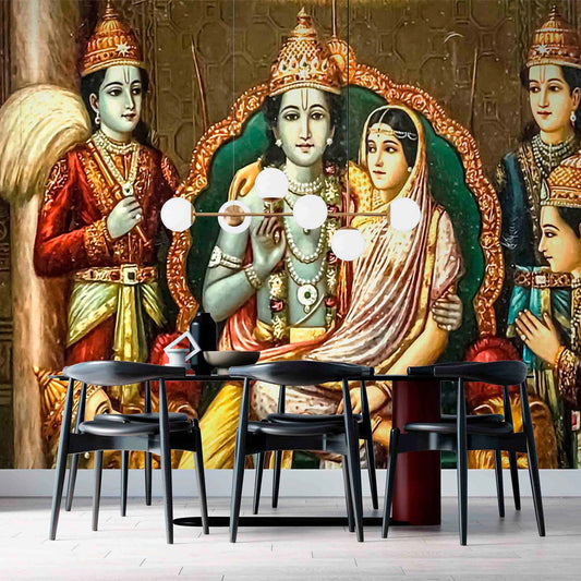 Lord Sita Ram 3D Wallpaper Print Customize/ Personalized Wallpaper for Smart Home Office