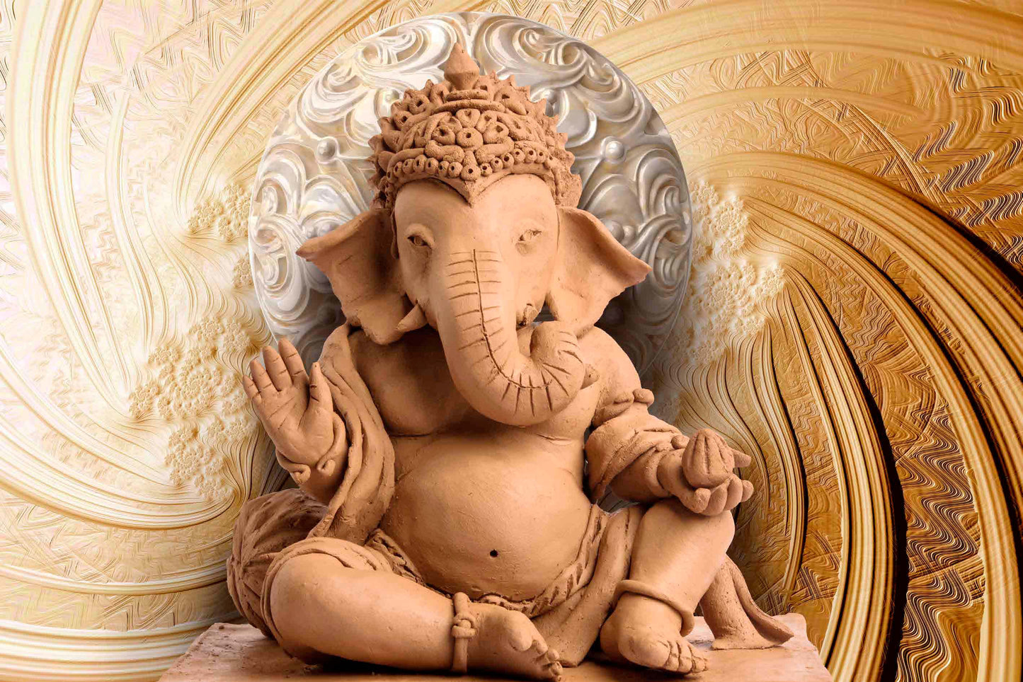 Lord Ganesha 3D Wallpaper Print (24" X 36") Inch