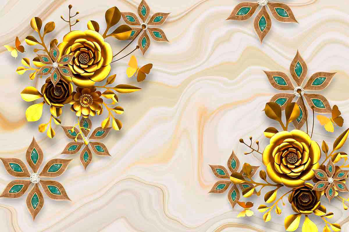 3D Floral Wallpaper Print (24" X 36") Inch