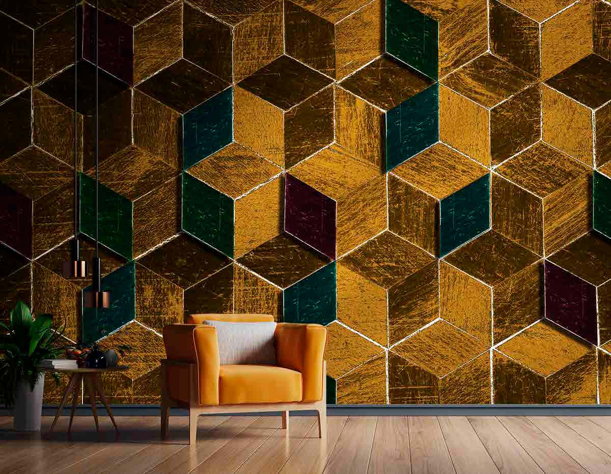Geometric & Modern 3D Wallpaper Print, Customize/ Personalized Wallpaper for Smart Home Office