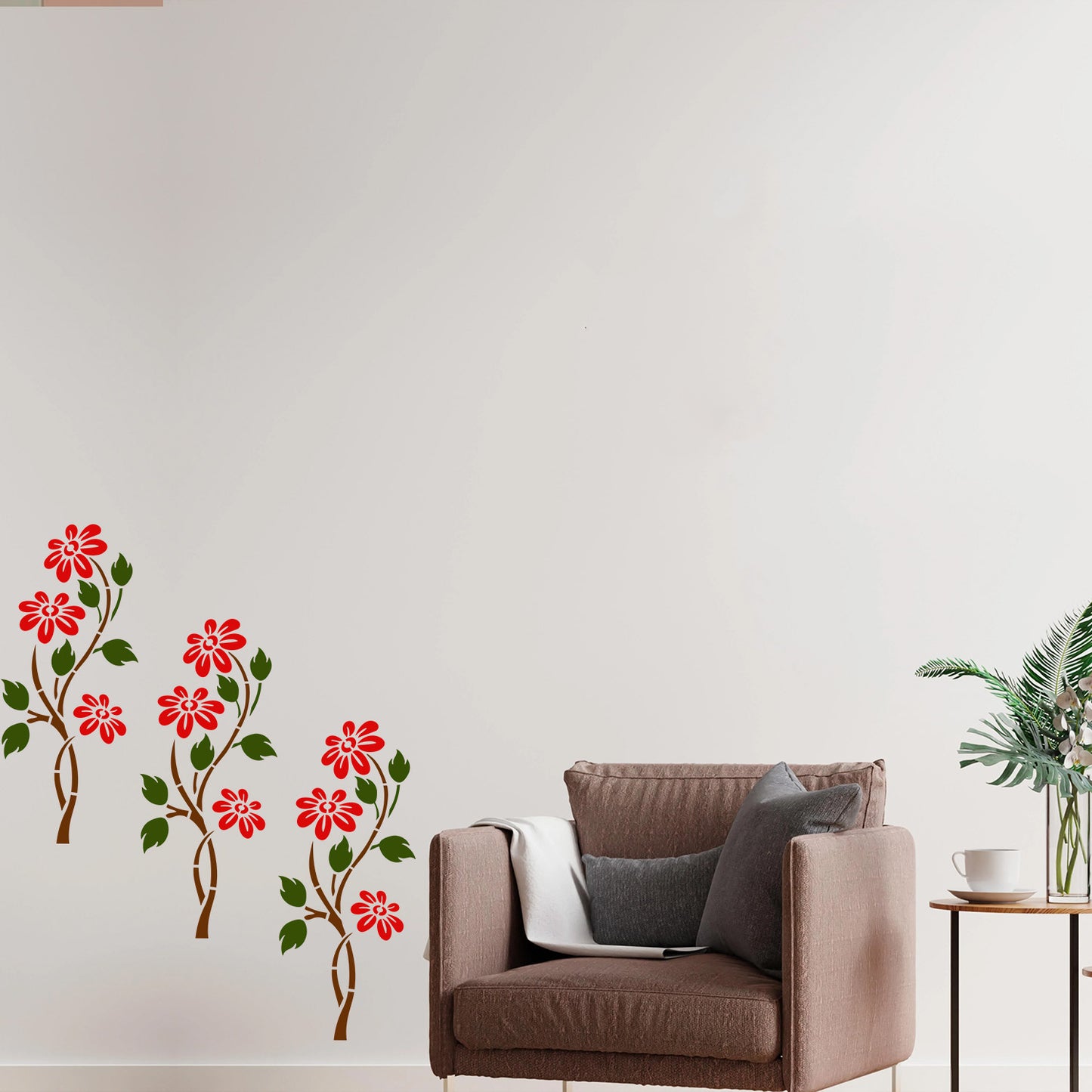 Floral Wall Design Stencil (KHS346)
