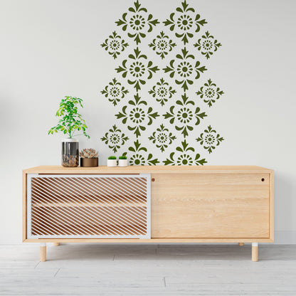Decorative floral wall stencil for home interiors