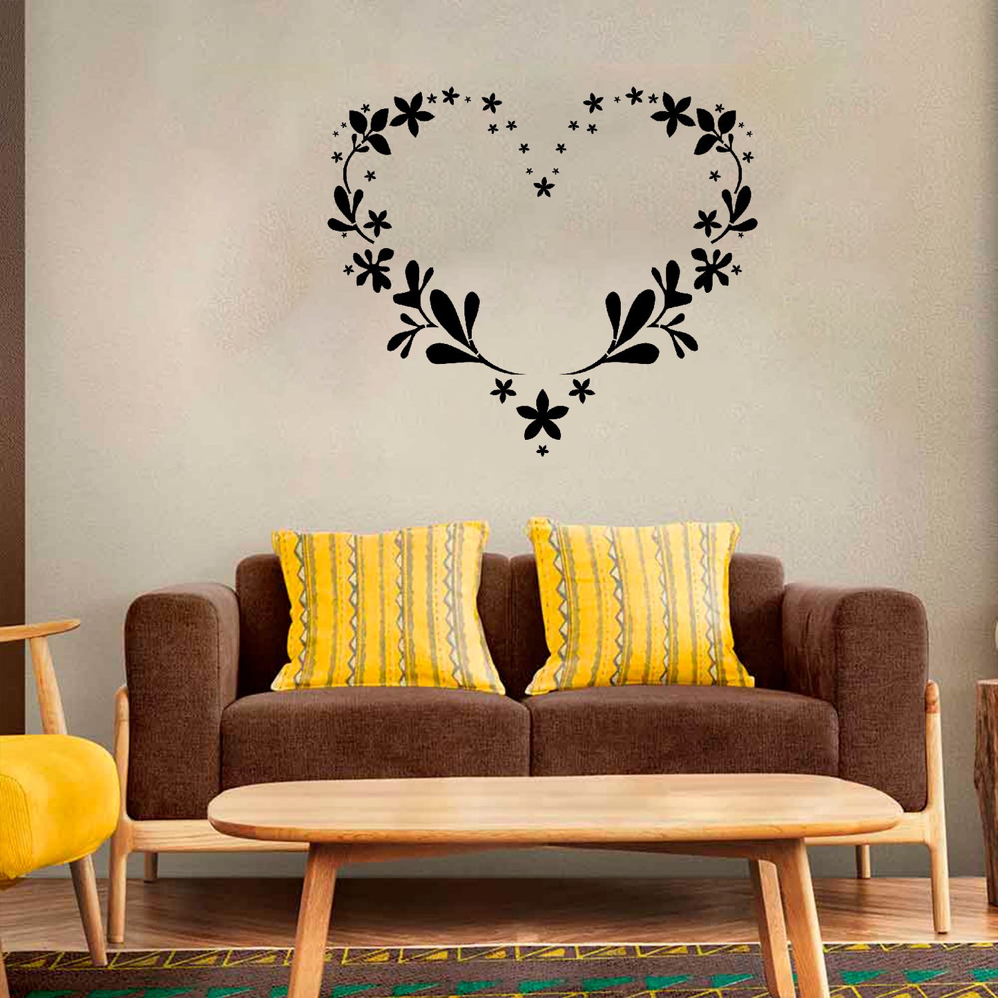 Floral Heart Reusable Wall Stencil (KHS412)